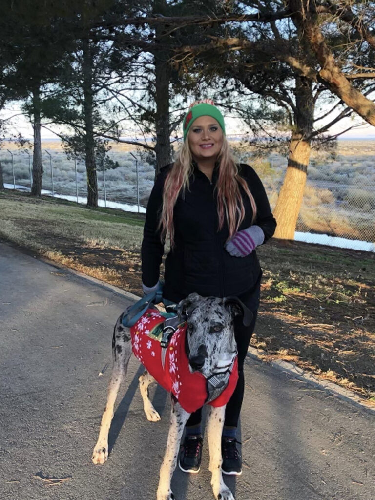 Amanda and her lovely dog brave a Winter walk.